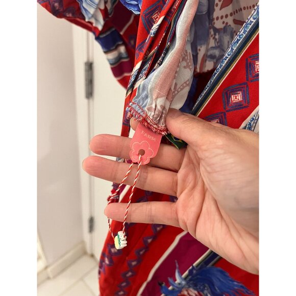 NEW Farm Rio Macaw Printed Midi Kimono Style Scarf Dress Coverup MEDIUM - Picture 9 of 11